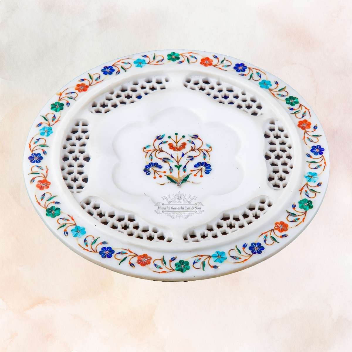 R-G-B Colour Flower Design Marble Fruit Bowl